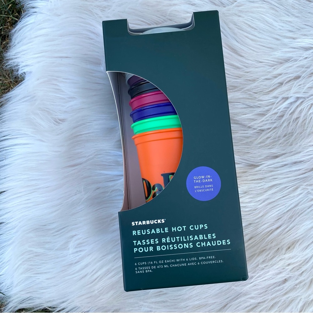 Starbucks Halloween Glow in the Dark reusable hot plastic Cup Set New